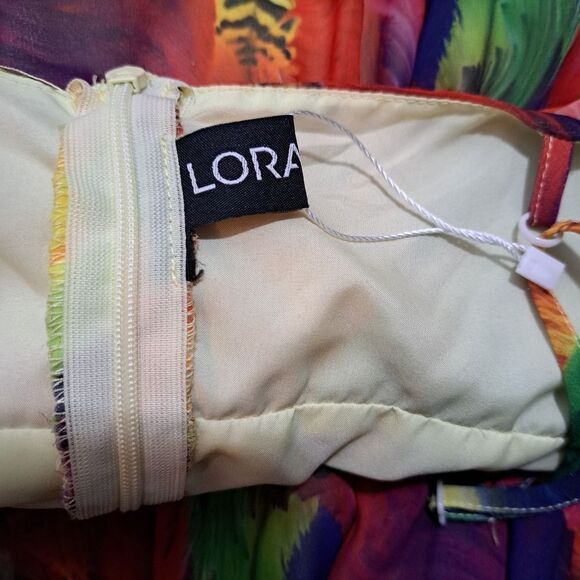 Goragal Summer Print Cutout Slip Long Boho Maxi Dress Orange Multi Color 2XL - Picture 7 of 17